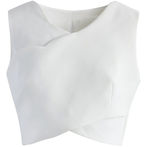 ChicWish/NWT cropped blouse Top in Off-White - Picture 1 of 7